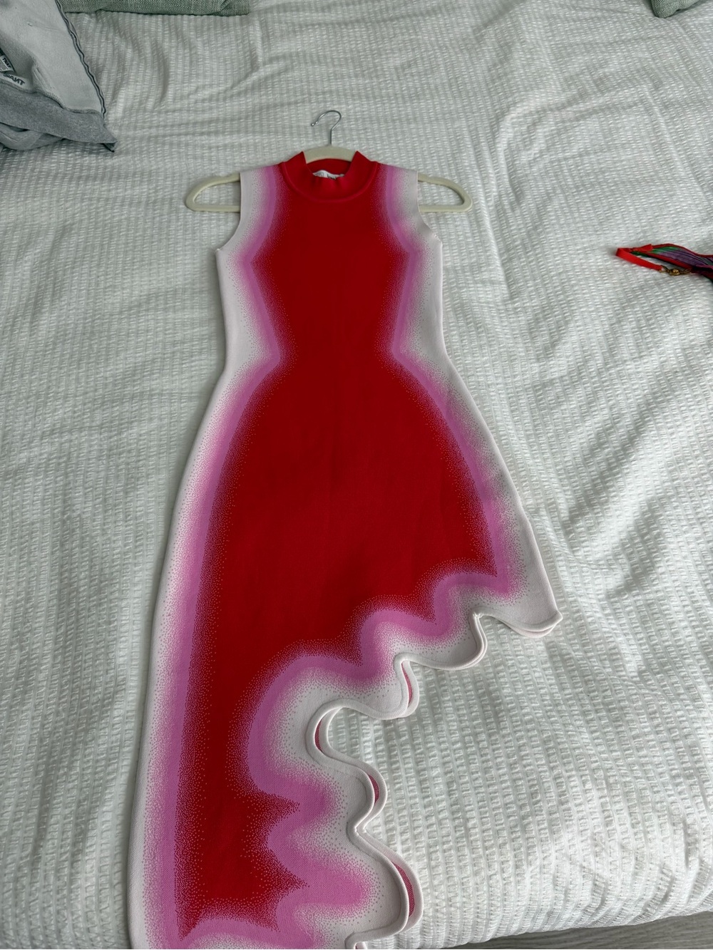 PH5 Sleeveless Red Dress with Pink and White Ombre Ruffle Hem
